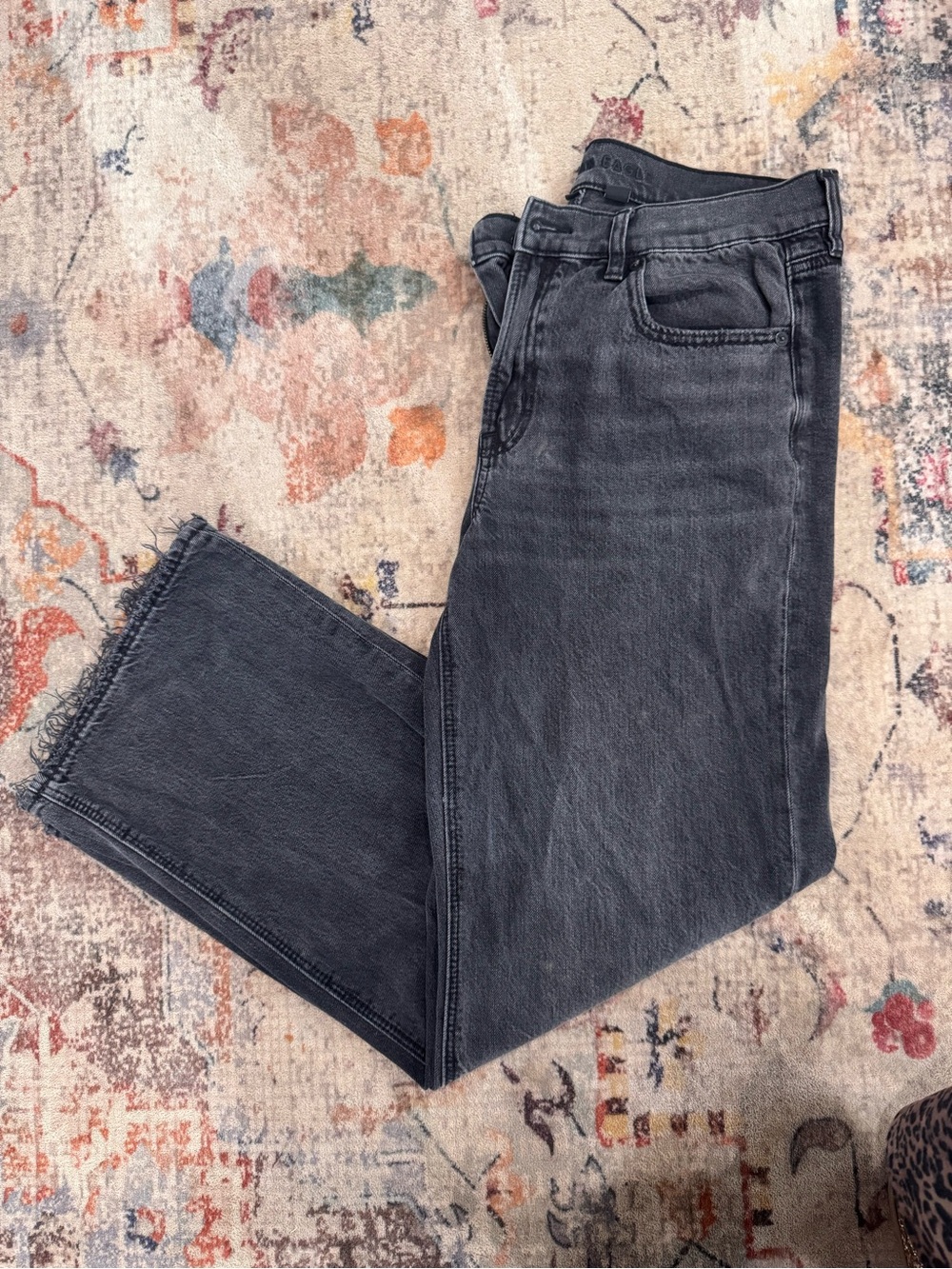 American Eagle Outfitters Men's Charcoal Straight-Leg Jeans